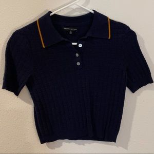 Navy knit crop top